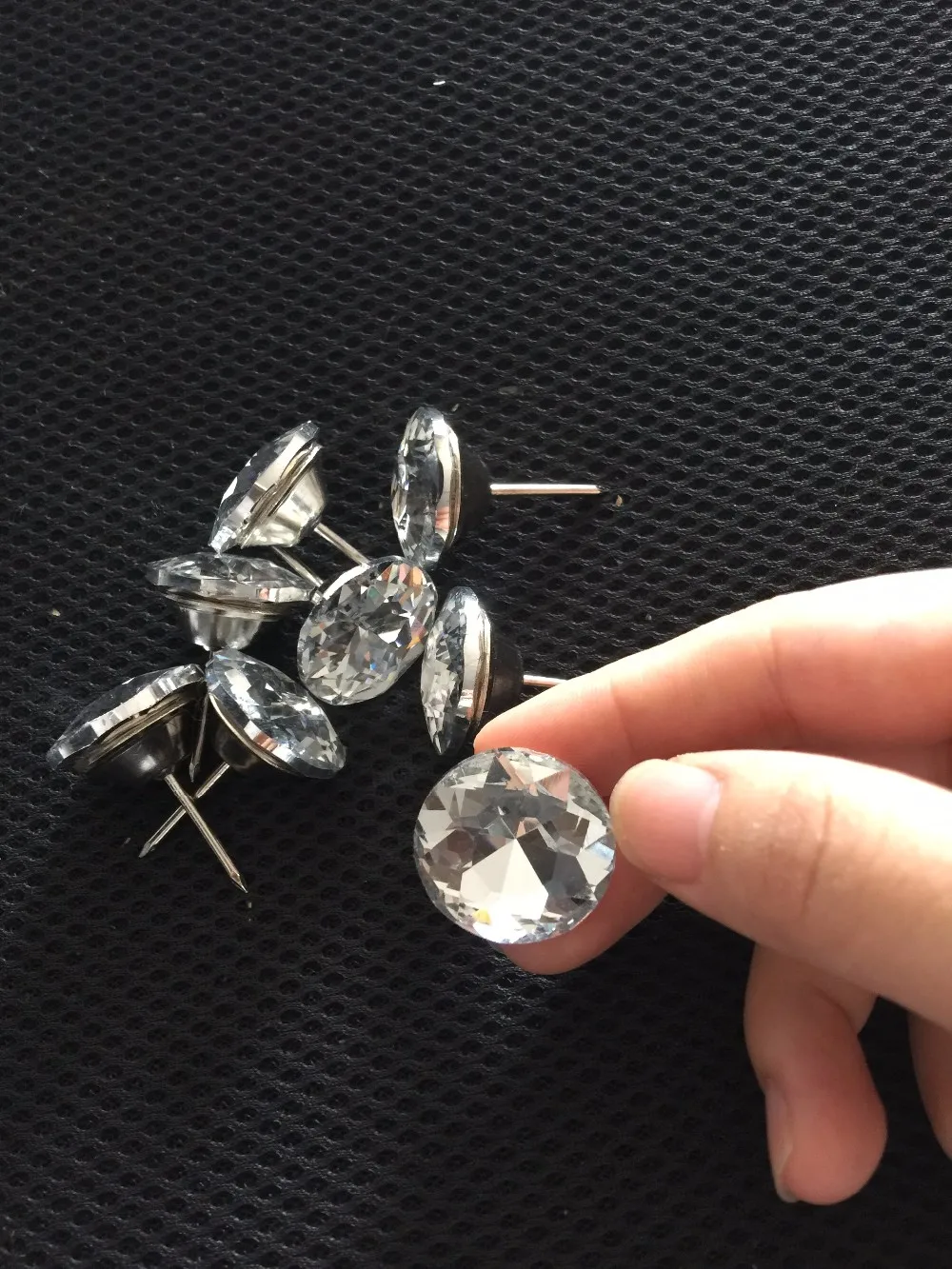 14pcs Diamond Diamante Crystal Upholstery buttons nails Headboards sofa