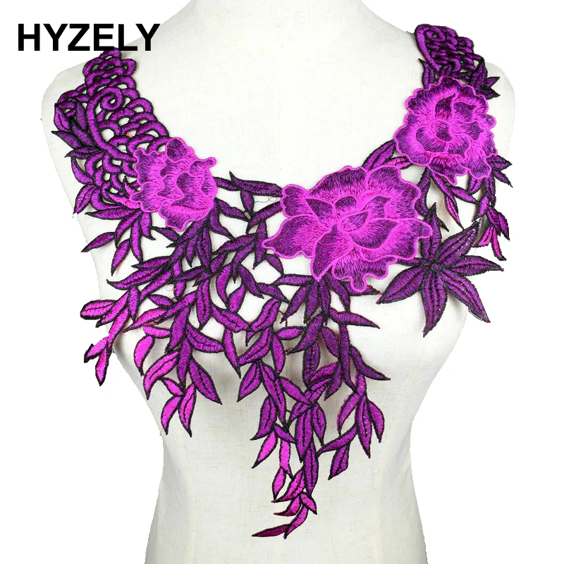 

Embroidery Purple Floral Lace Neckline Fabric, Flower Vine Decor DIY Collar Lace Fabrics for Sewing Supplies Craft NL280