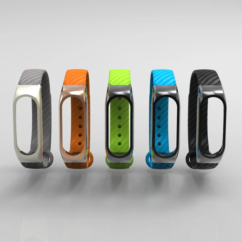 Ремешок Mi Band 2 из углеродного волокна Цветной силиконовый браслет для Xiaomi band