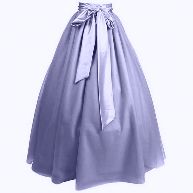 Скромные фатиновые юбки для женщин с лентами, линия талии, длина до пола, длинная юбка макси, простая элегантная юбка для взрослых