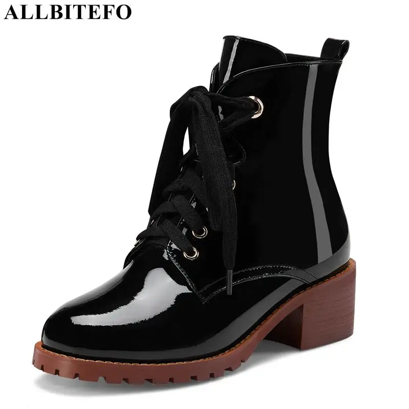 

ALLBITEFO size:33-43 genuine leather high heels women boots women high heel shoes winter ankle boots for women martin boots