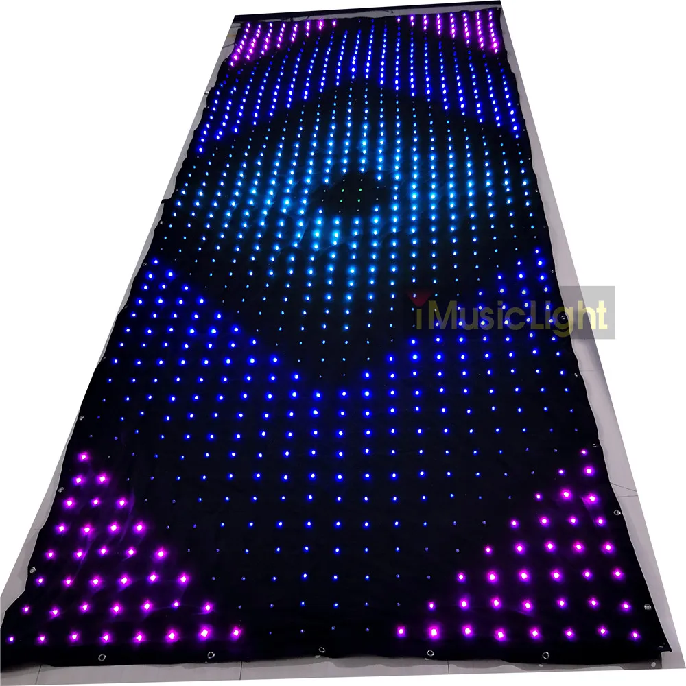 

64 Animated Patterns P10 2Mx5M LED Video Curtain Stage DJ Lighting PC/DMX Control DIY With Software