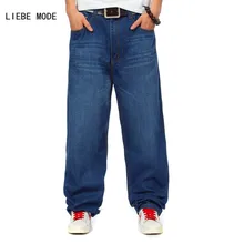 Autumn Winter Large Size Baggy Designer Blue Jeans Men Plus Size Hip Hop Loose Straight Jeans For Men Size 38 40 42 44 46
