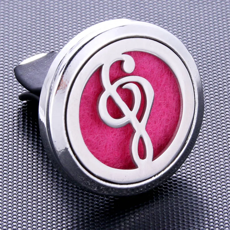 

New music Stainless Steel Car Air Freshener Perfume Essential Oil Diffuser Locket Random Send 1pcs Oil Pads as Gift