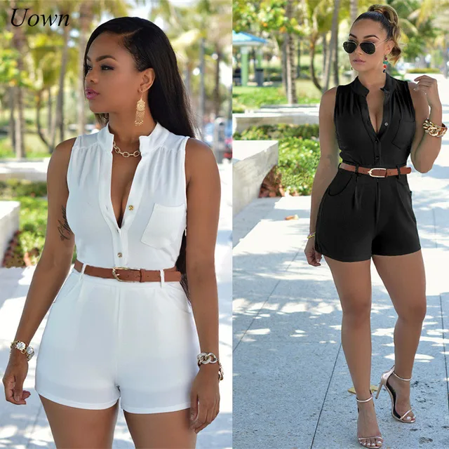 Zomer Vrouwen Casual Playsuit Mouwloze Bodysuit Effen Korte Bodycon