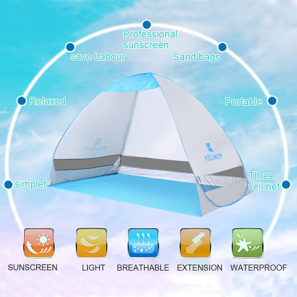 

Outdoor Automatic Pop up Instant Portable Beach Tent 2-3 Person UV Protection