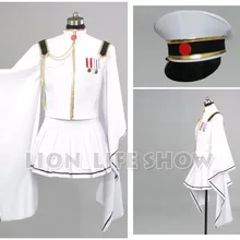 Vocaloid Hatsune Мику Senbon Сакура белый Мику Косплэй костюм со шляпой Перчатки
