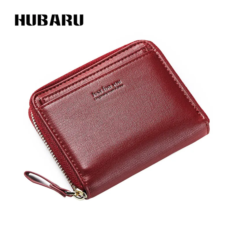 

HUBARU Women Female Short Wallets Fashion PU Wristlet Coin Purse Clamp Money Standard Zipper Wallet Clutch Slim Design Purse