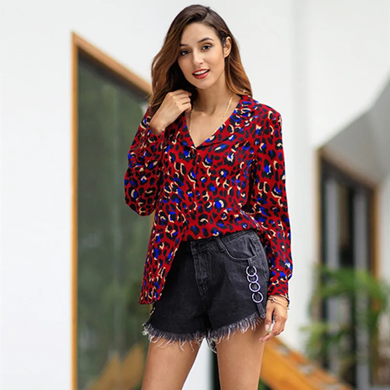 Women Blouses 2019 Fashion Long Sleeve Turn Down Collar