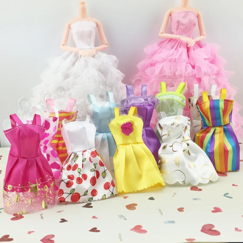 5 Pcs Lot Dolls Clothes Skirt Evening Dress Princess Clothing Miniskirt For Baked Dolls Doll