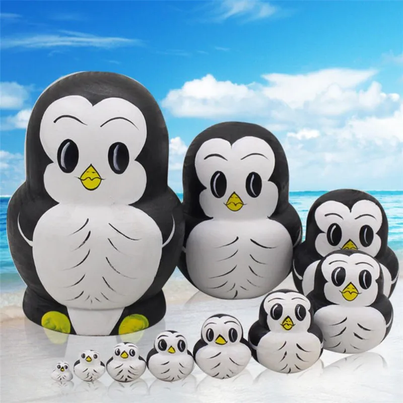 Matryoshka Nesting Dolls Russian Doll Set Hollow To Fit Inside Each Other 10Pcsset Wood Handmade Kids Toy (1)