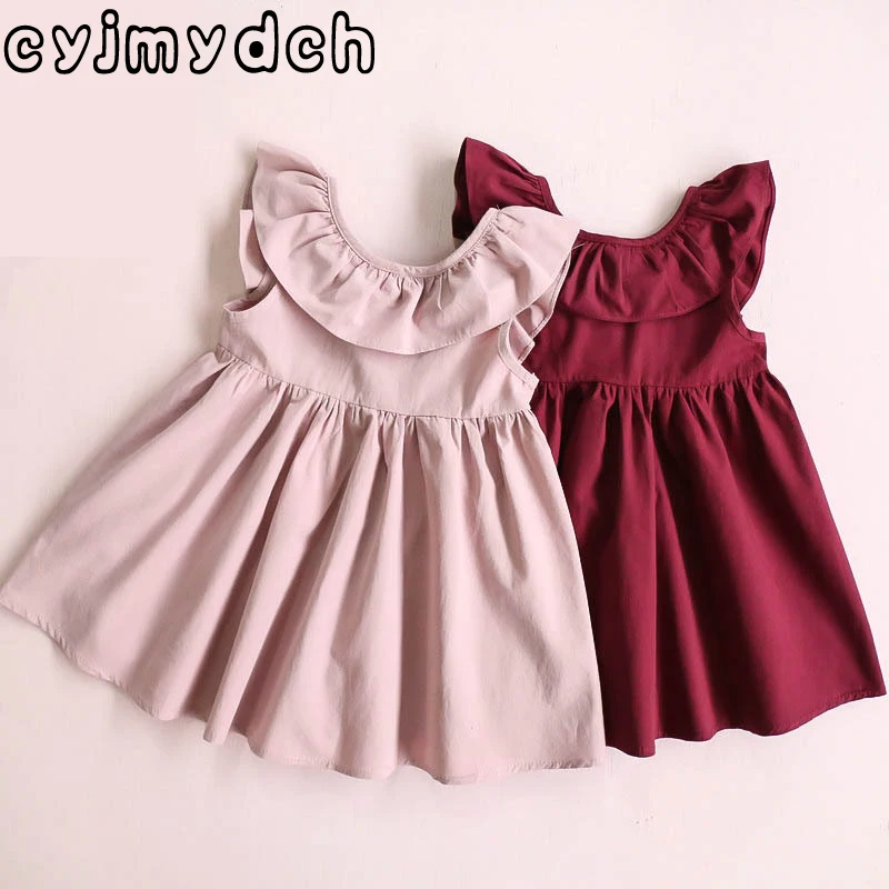 

Cyjmydch Sweet Baby Girls Dresses Princess Pleated Infant Baby Girls Dress Outfits Wedding Party Dresses Little Girl Clothes