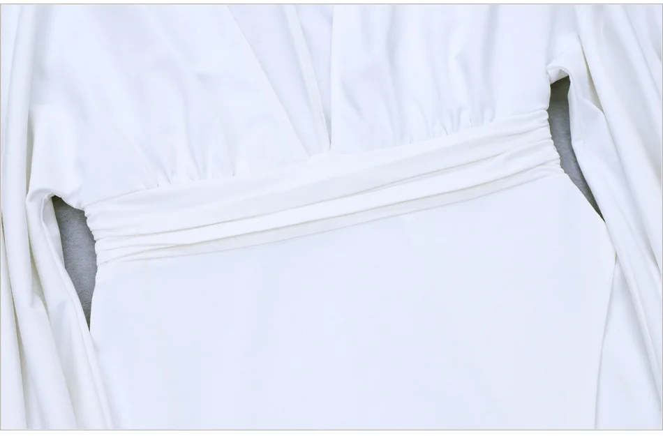 Классический Ruched рукав кимоно с глубоким v-образным вырезом женское платье с длинным рукавом плотно Талия, бедро Разделение Твердые Тонкий Мини Клубная одежда платье