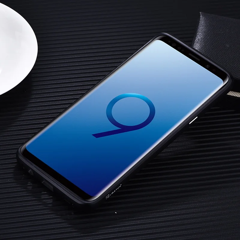 iMatch Luxury Aluminum Metal Bumper Carbon Fiber Back Cover Case for Samsung Galaxy S9 & Samsung Galaxy S9 Plus