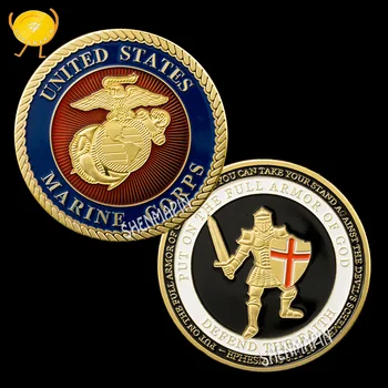 

US Marine Corps Commemorative Coin Defend the Faith Challenge Coin Put on the Full Armor of God Honor Medal Coins Collectibles