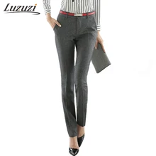 Женские узкие Формальные узкие брюки, однотонные женские узкие офисные женские брюки со средней талией, деловой дизайн, рабочая одежда, брюки, большие размеры 4XL W2292
