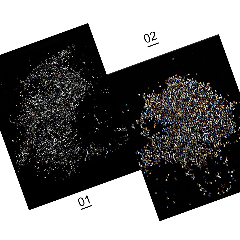 Кристаллы AB Икра для ногтей, стеклянные стразы для дизайна ногтей, маленькие 3D микро бусины для ногтей MJZ1077