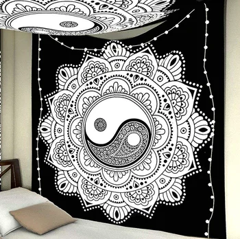 

Yin Yang Tapestry Wall Hanging Mandala Tapestries Indian Traditional Cotton Printed Bohemian Hippie Large Wall Art
