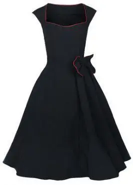 Wholesale in stock cotton dress black plus size retro vintage style ...