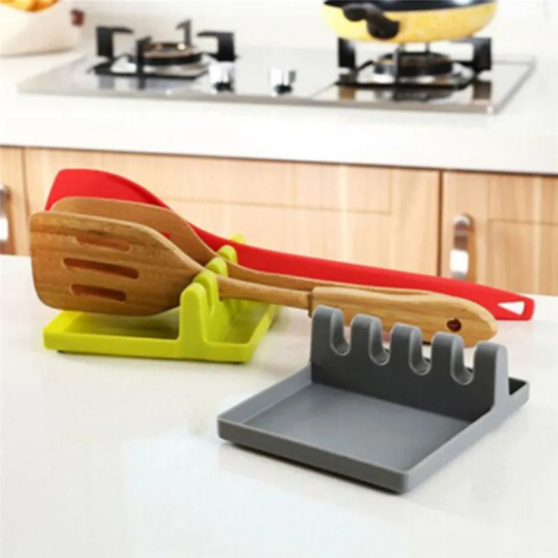 

Kitchen Accessories Cooking Tools Kitchen Silicone Spoon Rest Utensil Spatula Holder Heat Resistant Silicon Spoon Holder
