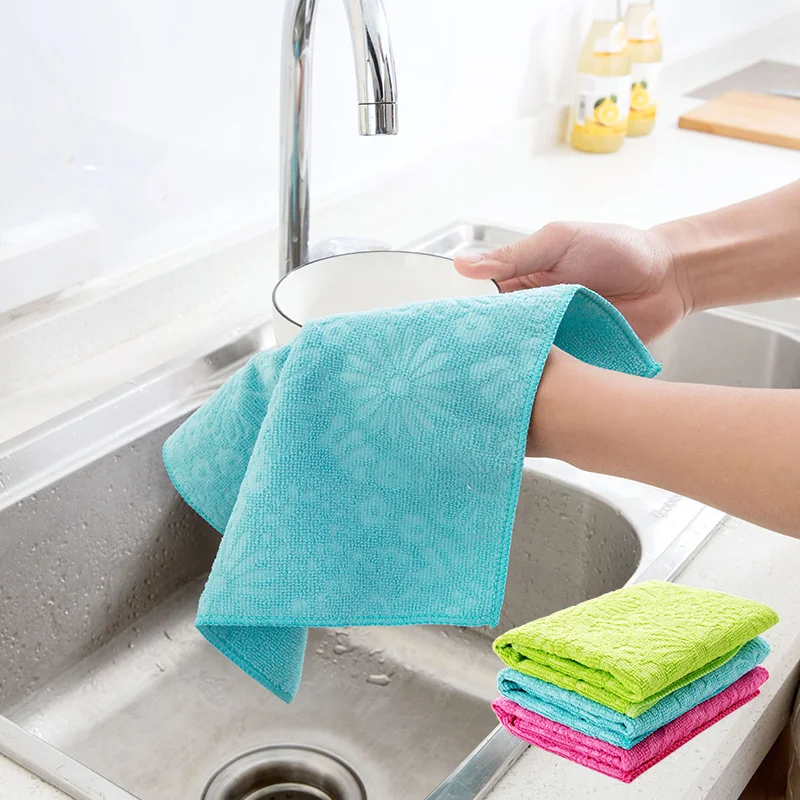 

Printed Thicken Microfiber Cleaning Cloth Towel Kitchen Car Windows Dust Cleaning Towel Nonstick oil Fabric Super Absorbent