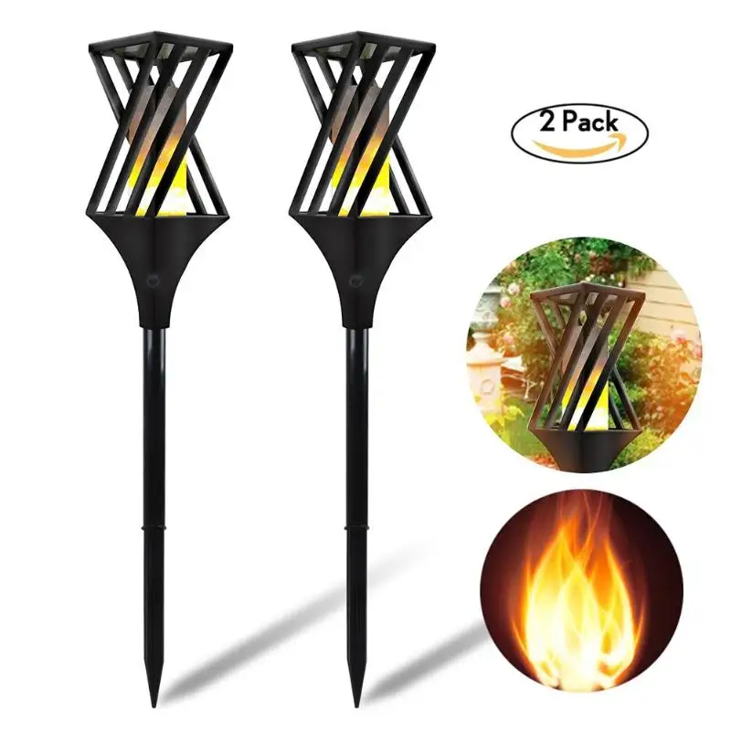 

2PC 96 LED 11LM solar water flame flashing lawn lamp torch lamp real dance flame lamp outdoor garden decorative lamp