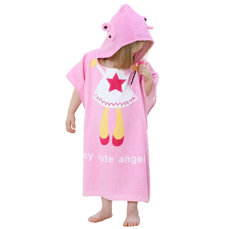 Банный халат принцессы с капюшоном и рисунком животных; Банное полотенце для малышей; купальный халат для детей; детский банный халат; Пижама - Цвет: Pink