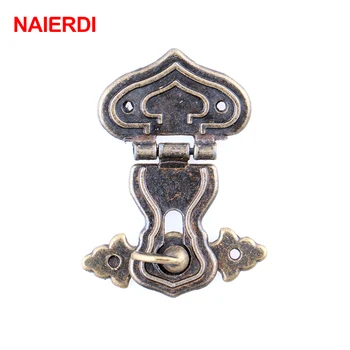 

2PCS NAIERDI Spade Design Antique Bronze Hasp Latch Jewelry Wooden Box Lock Cabinet Buckle Case Locks Handle Hardware