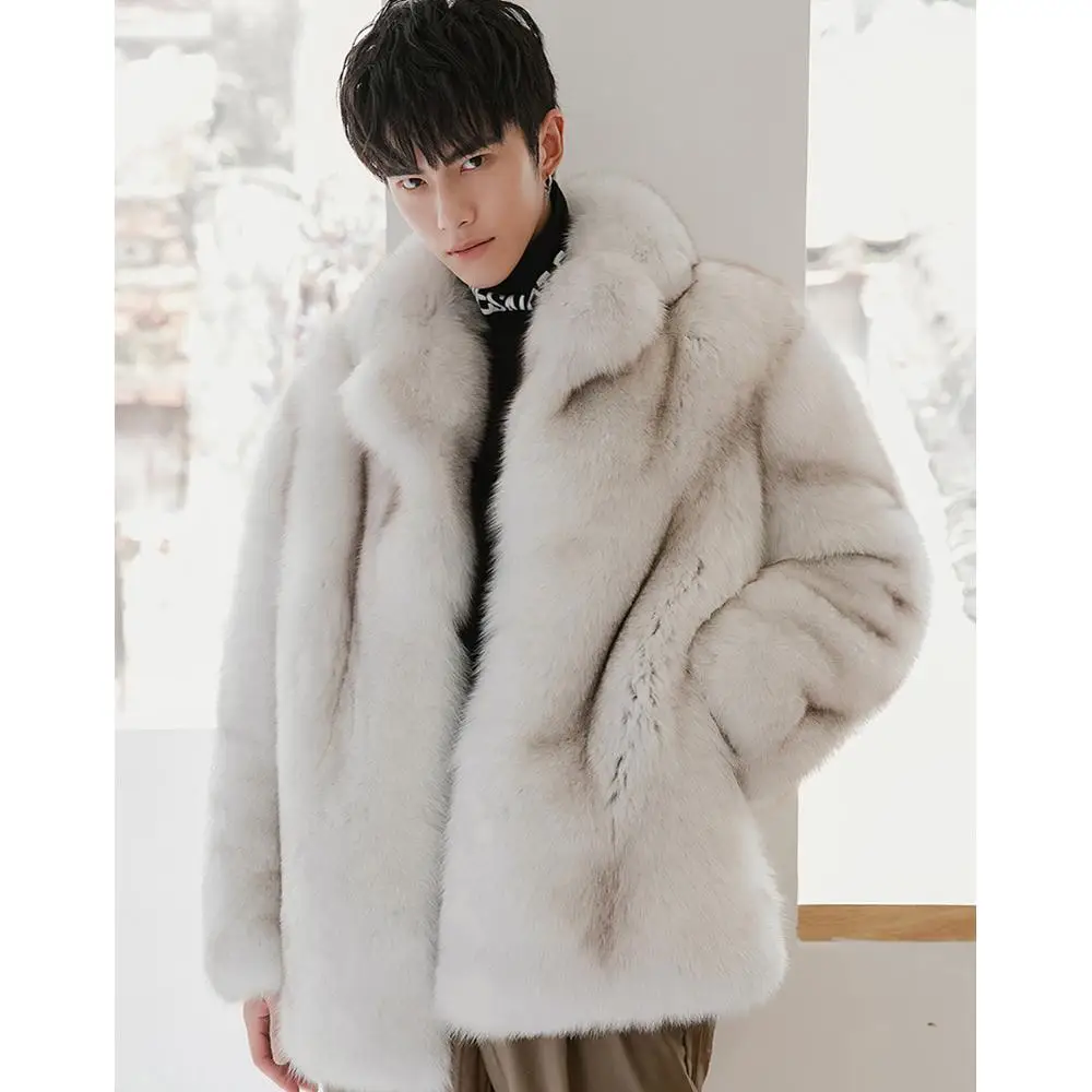 Men's Fox Fur Coat Men's Short Coat Men 