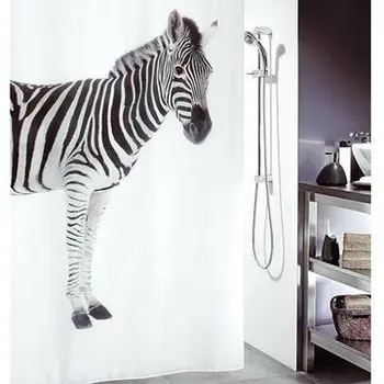 

2014 NEW ! PEVA Waterproof Fashion Star Bathroom Shower curtain 180cm*180cm square zebra
