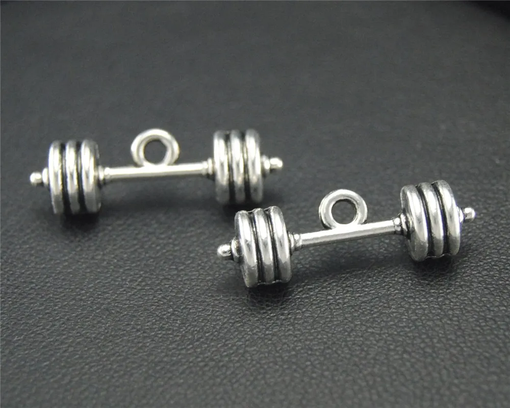 

5pcs Silver Color Barbell Charm Jewelry Making DIY Handmade Craft 25x7mm A1764