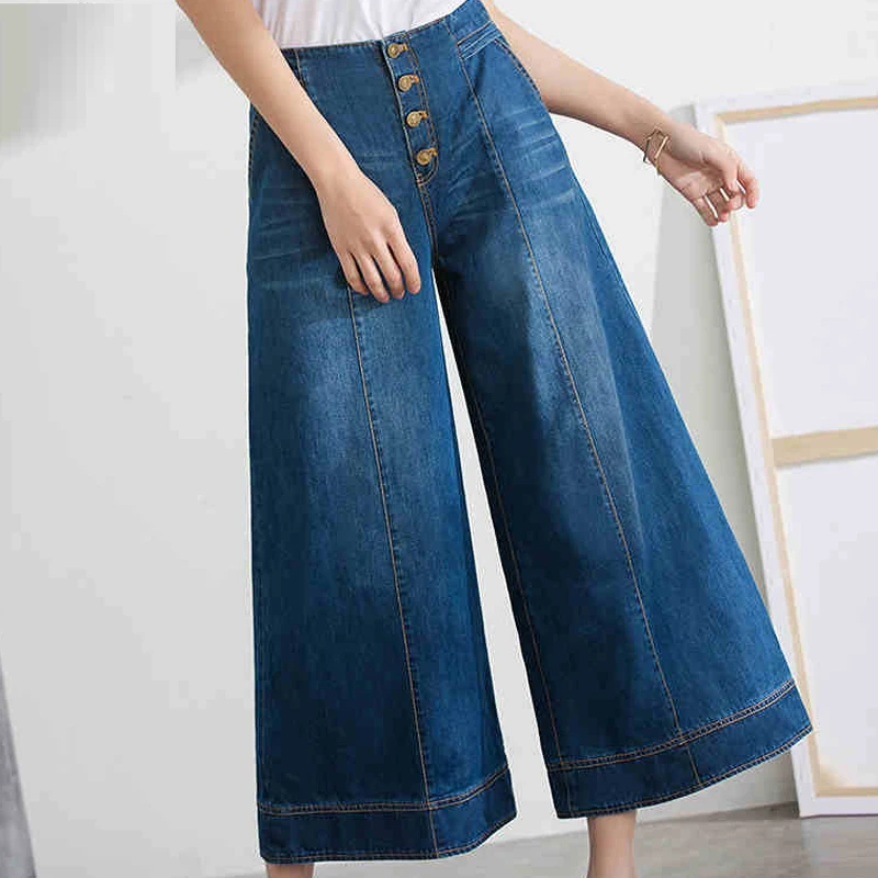 Spring Fashion Womens Summer Wide Leg High Waist Cotton