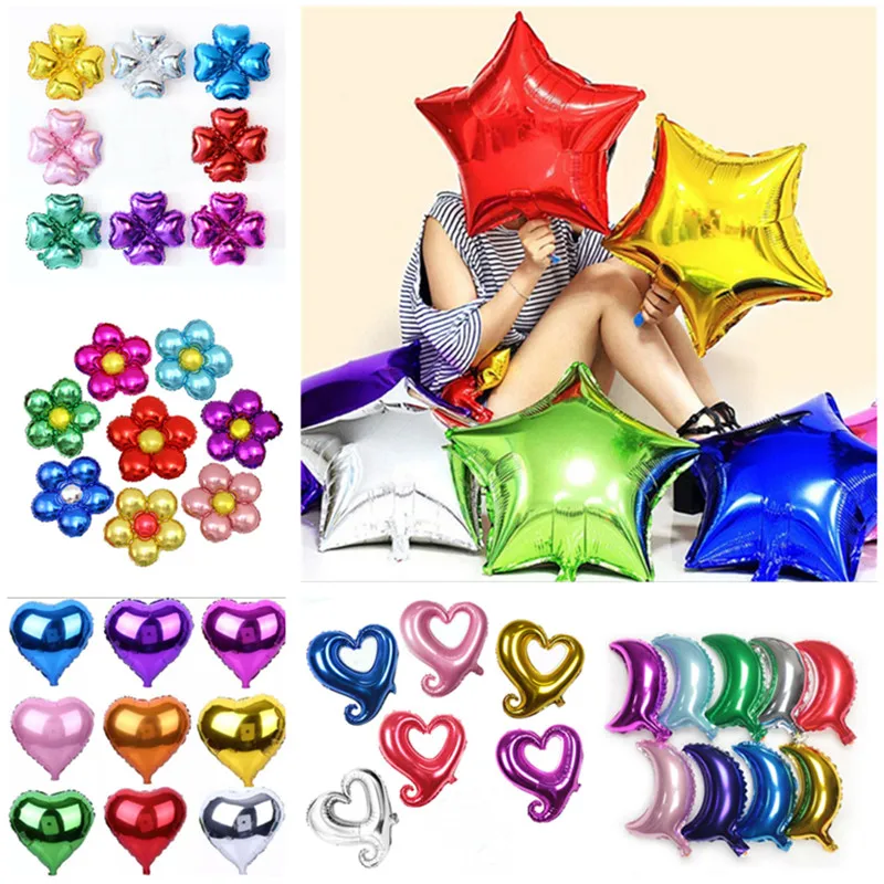 18 дюймов Сердце Звезда гелий Свадебный шар Большой алюминиевой фольги Воздушные шары надувной подарок детский день рождения украшения Дети