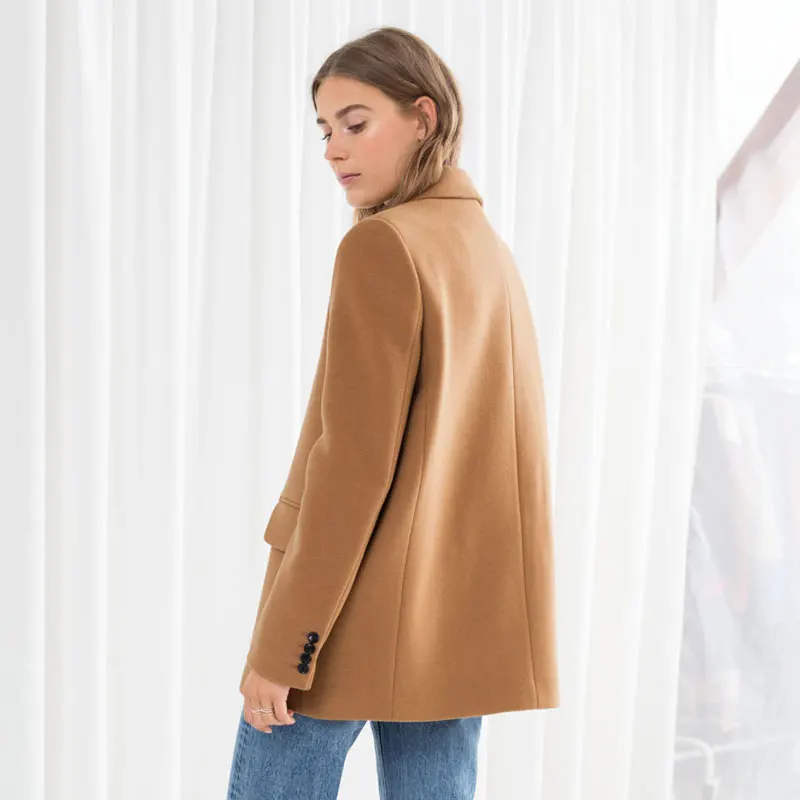 Casual Collar 2018 Pleine down xitao Unique Corée Mode Couleur Solide Poitrine Manches Lyh1664 De Mélange Khaki Turn Femmes Hiver Poche BpgPdq