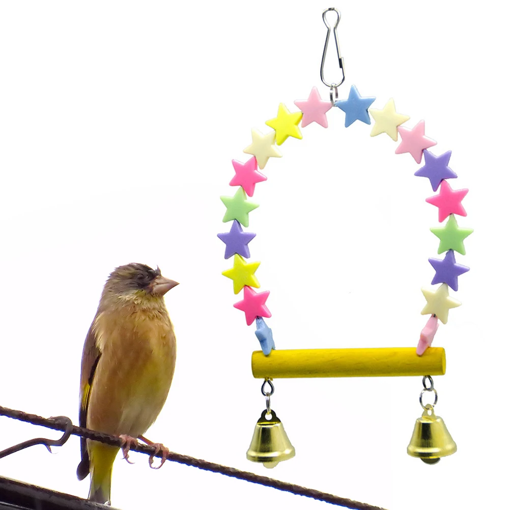 Нетоксичный Прочный красочный Творческий Звезда попугаи Качели Попугай Игрушка висит игрушка Висячие качели клетка