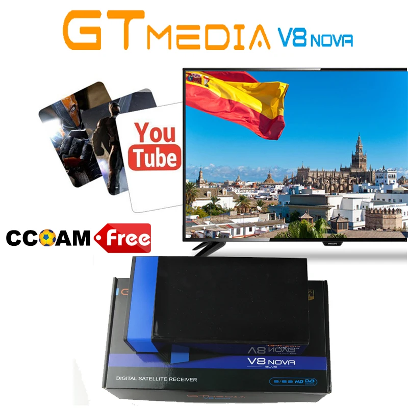 

FTA Gtmedia V8 NOVA DVB-S2 Built-wifi Satellite TV Receiver Freesat V8 Receiver One Year Europe Cline H.265 gt media v8 nova