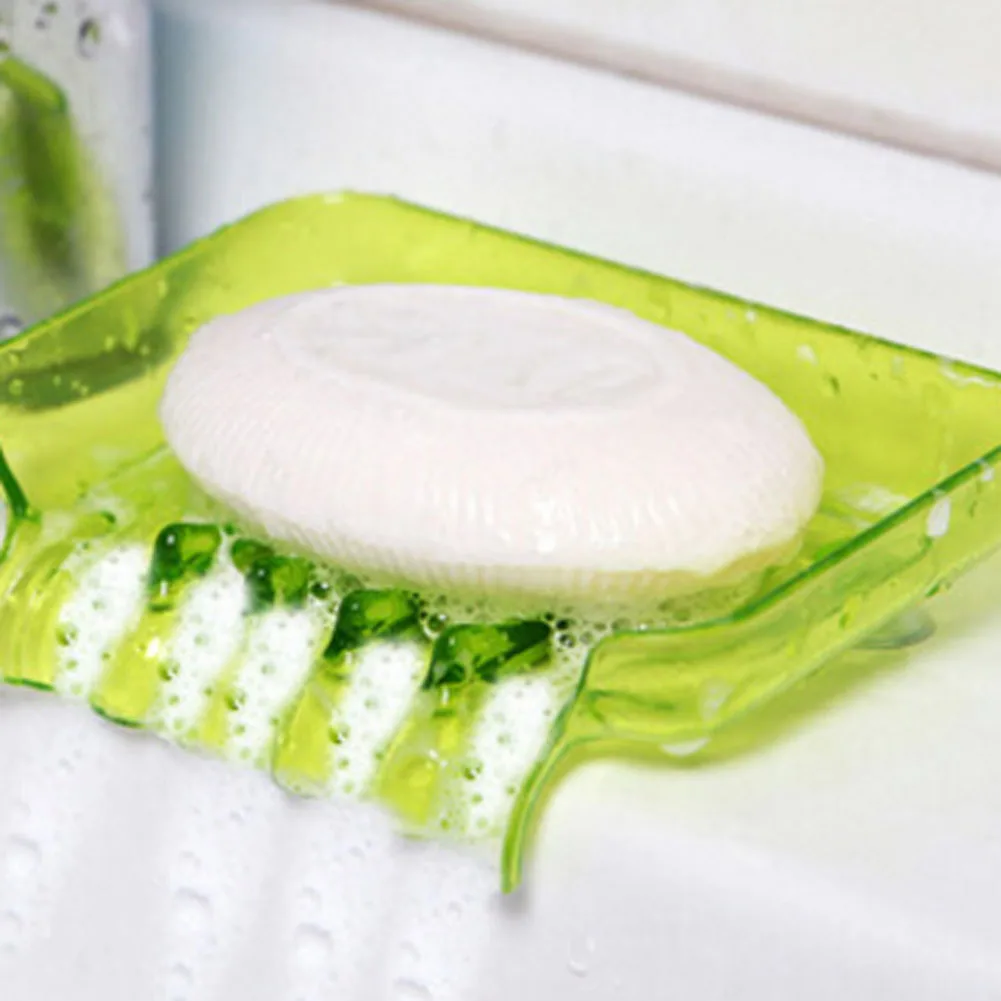 

New Kitchen Bathroom Accessories Soap Box with Sucker Draining Soap Box Kitchen Sink Sponge Drainage Soap Dish Candy Color