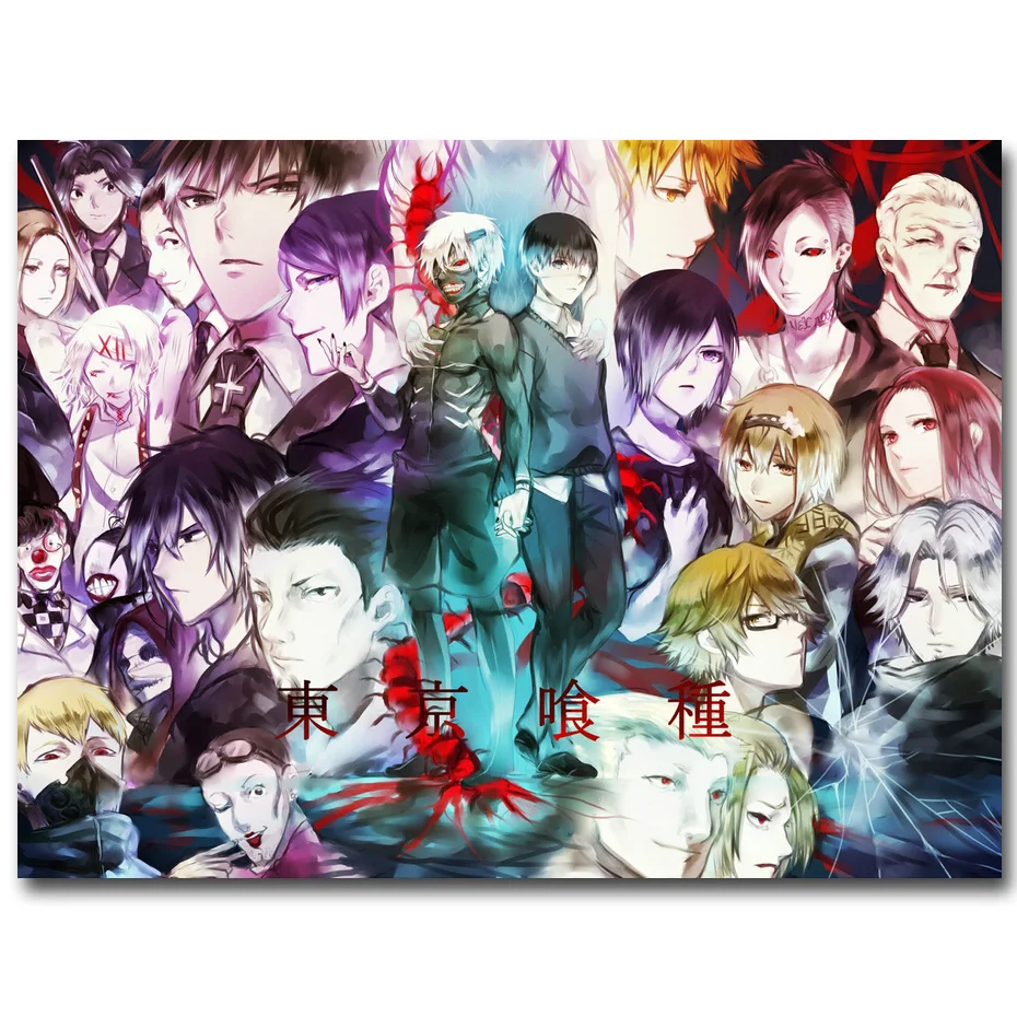 NICOLESHENTING Tokyo Ghoul 3 tous les personnages Art affiche en soie