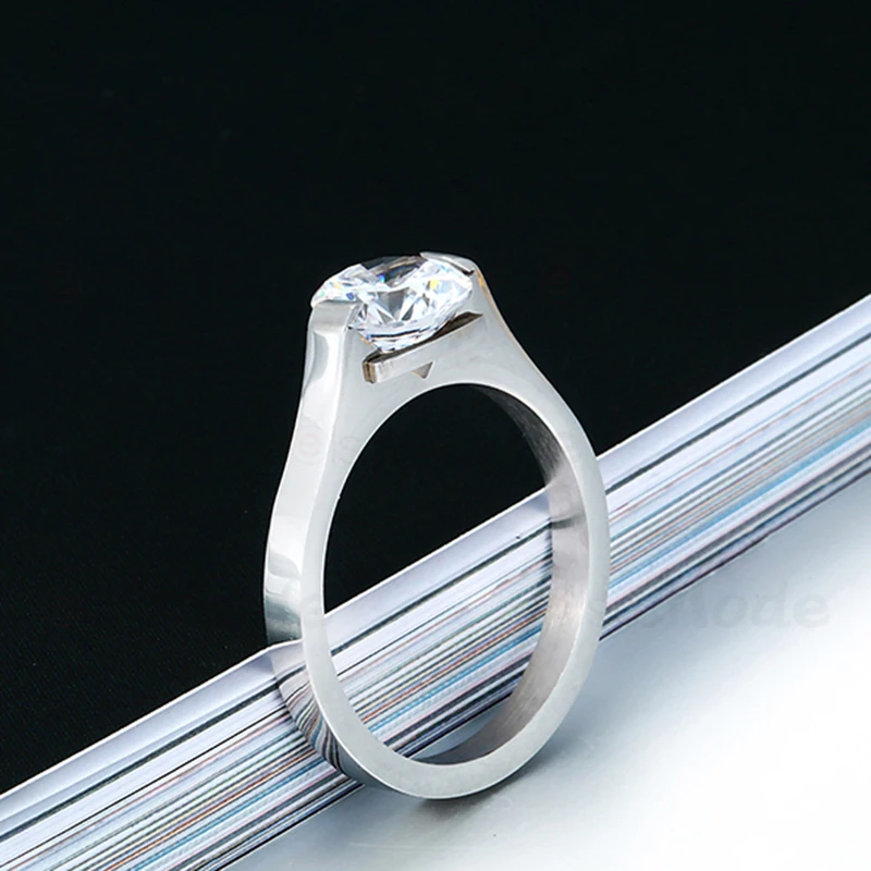 ELSEMODE 1.88ct кубический циркон обручальное кольцо для женщин розовое золото нержавеющая сталь обручальные ювелирные изделия романтические подарки для влюбленных