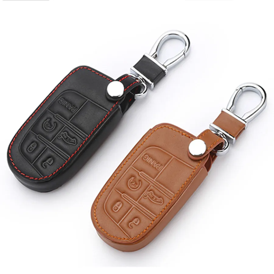 

WFMJ Leather 5 Buttons Key Case Cover For Chrysler 300 for Dodge Charger Dart Challenger Durango Journey for Jeep Grand Cherokee