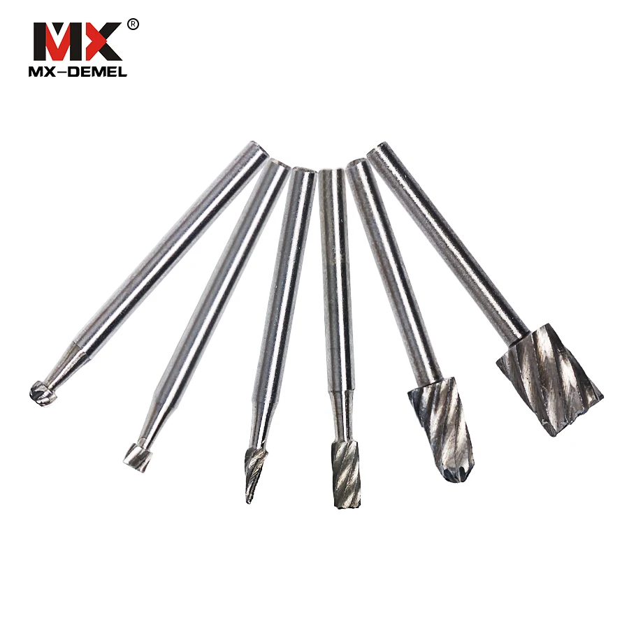  MX-DEMEL 6PCS HSS Dremel Rotary Tool Mini Drill Bits Burr Set Dremel Tools for Woodworking Carving 