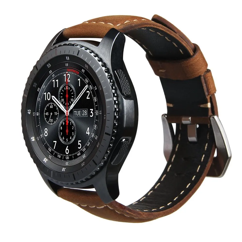 

Genuine Leather watch strap Band for Samsung Gear S3 Frontier Classic strap for Huami Amazfit Stratos 2 2S bracelet bands 22mm