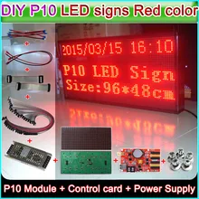 DIY panel informacyjny LED P10 czerwony częściowo na zewnątrz wyświetlacz LED, p10 moduł LED + WiFi karta kontrolna + zasilacz + śruba magnetyczna + 16 P kabel