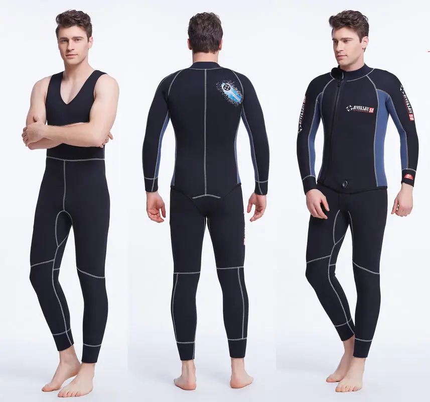 2016 NEW 5mm Mens 2 Piece Set Sleeveless Wetsuit Diving Suit