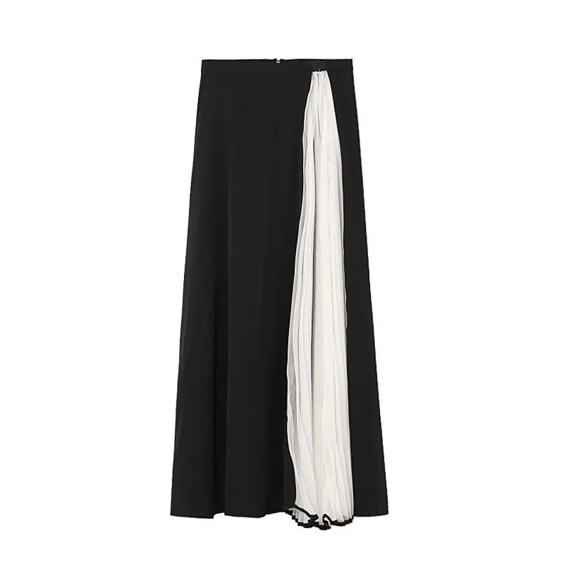 TWOTWINSTYLE Лоскутная сетчатая юбка для женщин Высокая талия перспективная свободная Длинная женская плиссированная юбка Осенняя мода