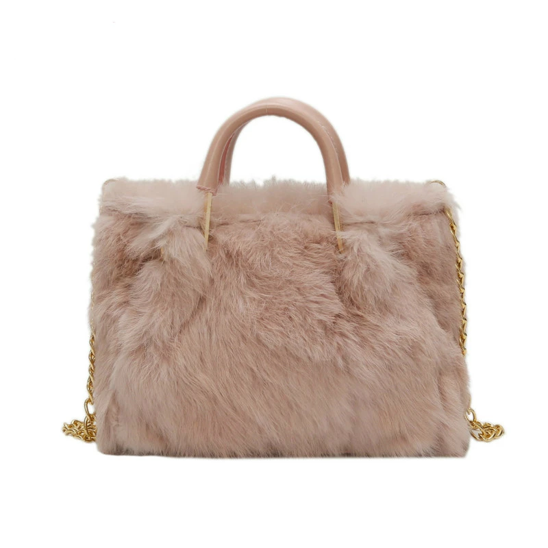 

European Fashion Lady Big Tote bag 2018 Winter New High quality Soft Plush Women's Designer Handbag Chain Shoulder Messenger bag