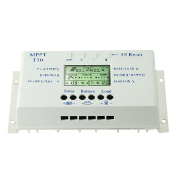 2019 NEW Solar Charge Controller 30A MPPT PWM Voltage Settable LCD dispaly Light and dual timer control 30A 12v 24v auto work 2