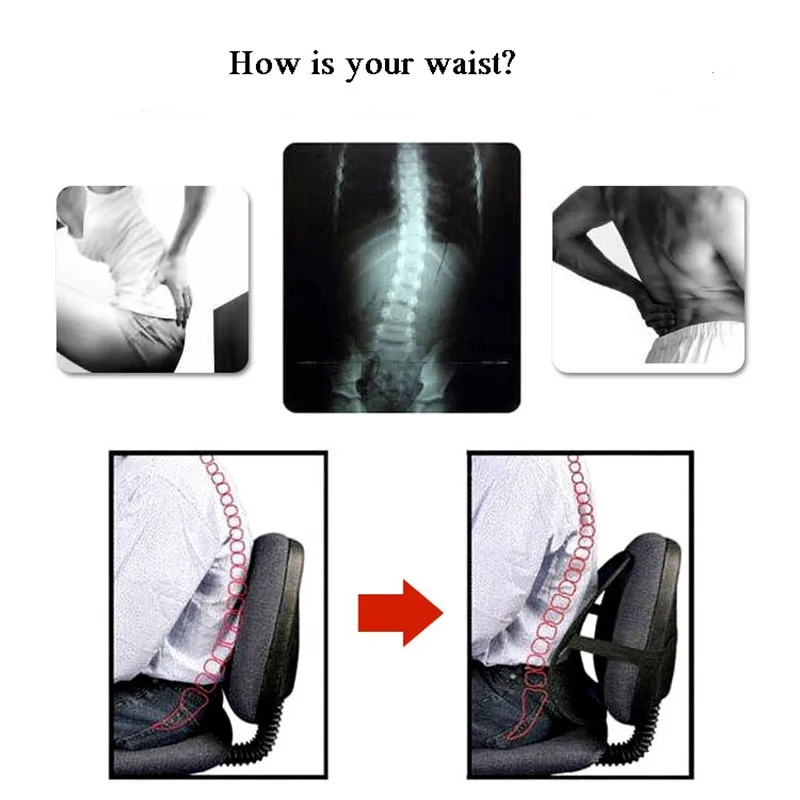 Car Seat Office Chair Back Cushion Back Lumbar Massage Black Mesh Ventilate Cushion Pad Pain Relief Seat Posture Corrector (7)