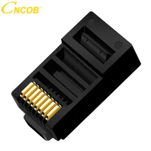 cncob Cat5E 8P8C Modular Ethernet Cable Connector Crystal Plug Crimp Network RJ 45 Connector Black 30pcs new 100x 4 pin rj11 rj 11 6p4c modular telephone phone crystal plug connector high quality