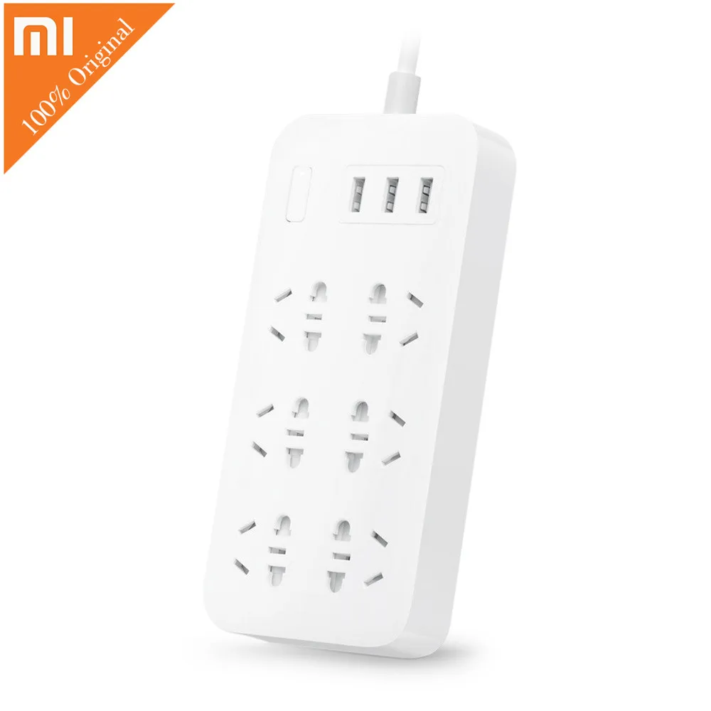 

Original Xiaomi Smart Power Strip 2.1A Fast Charging 3 USB Extension Socket Plug 6 Standard Socket Adapter US UK EU AU For Home